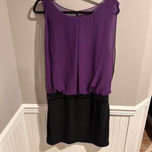 Bisou Bisou Purple and Black Mini Dress